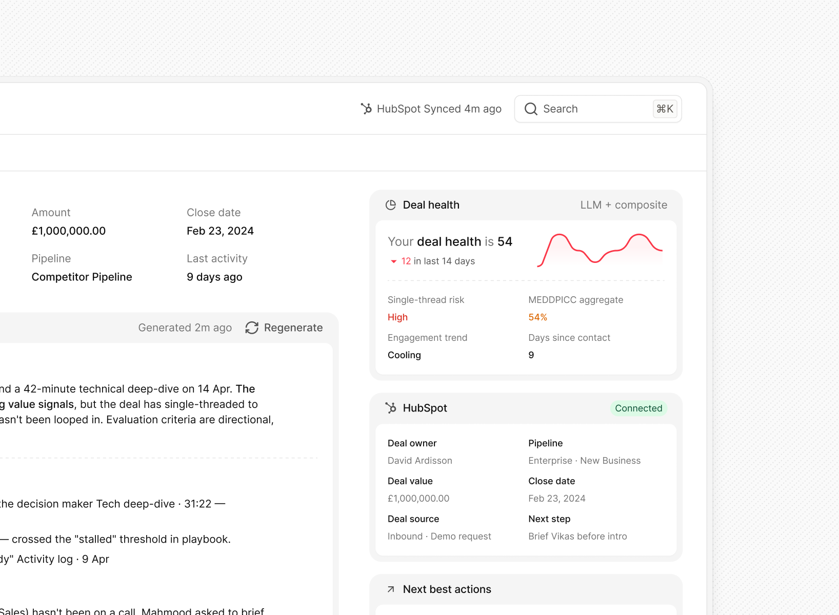 Revenue Intelligence product interface
